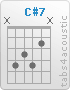 Chord C#7 (x,4,3,4,2,x)